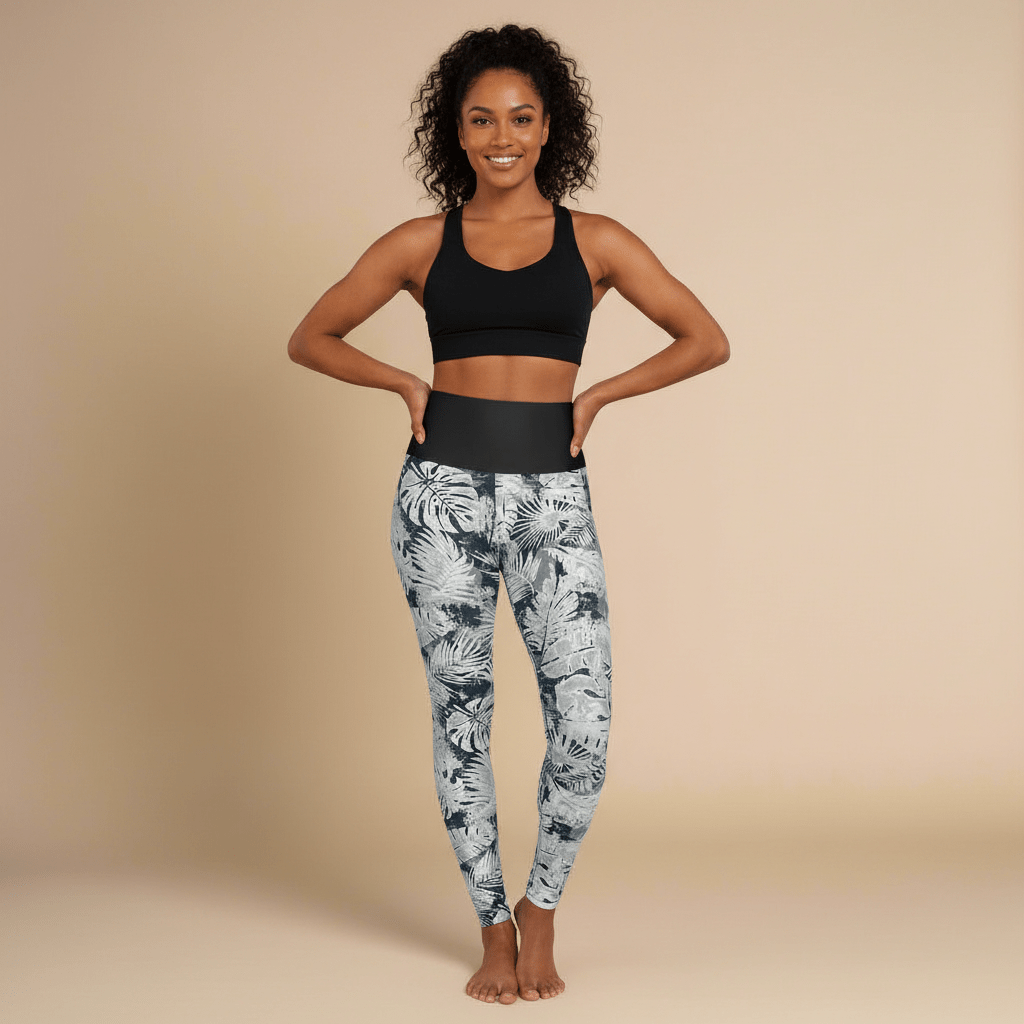 IslandRise High - Waisted Leggings - Tiavi Mist - USA - The Koko Samoa