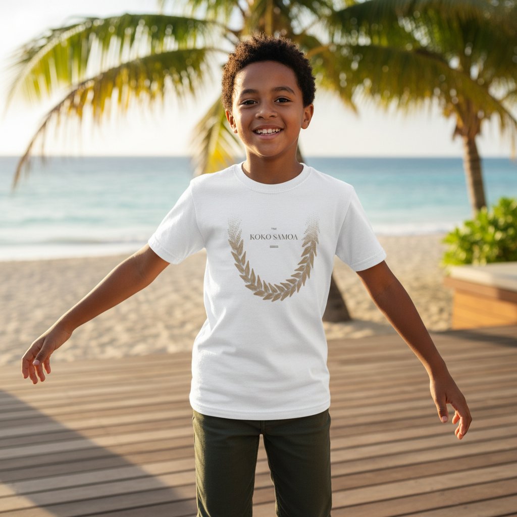 Kids Tee - Ula Fala Brown - AU/NZ/USA - The Koko Samoa