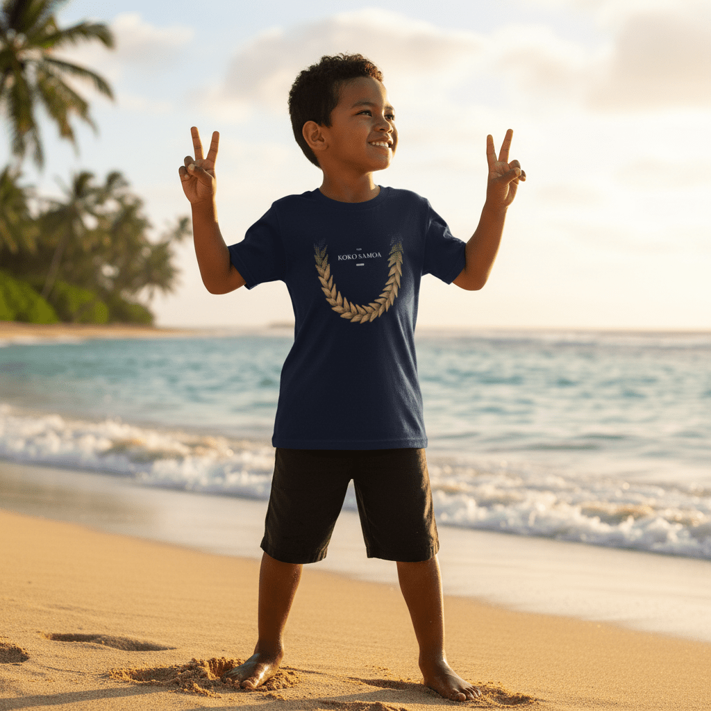 Kids Tee - Ula Fala Brown - AU/NZ/USA - The Koko Samoa