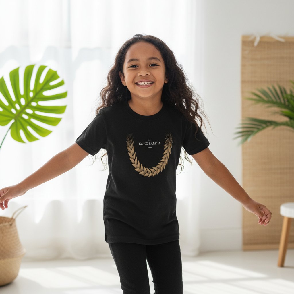 Ula Fala Brown kids tee, The Koko Samoa