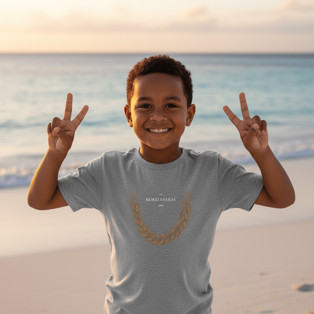 Ula Fala Brown kids tee, The Koko Samoa
