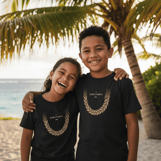 Kids unisex Ula Fala brown tee by The Print Bar, featuring a comfortable cotton design for kids' casual wear.
