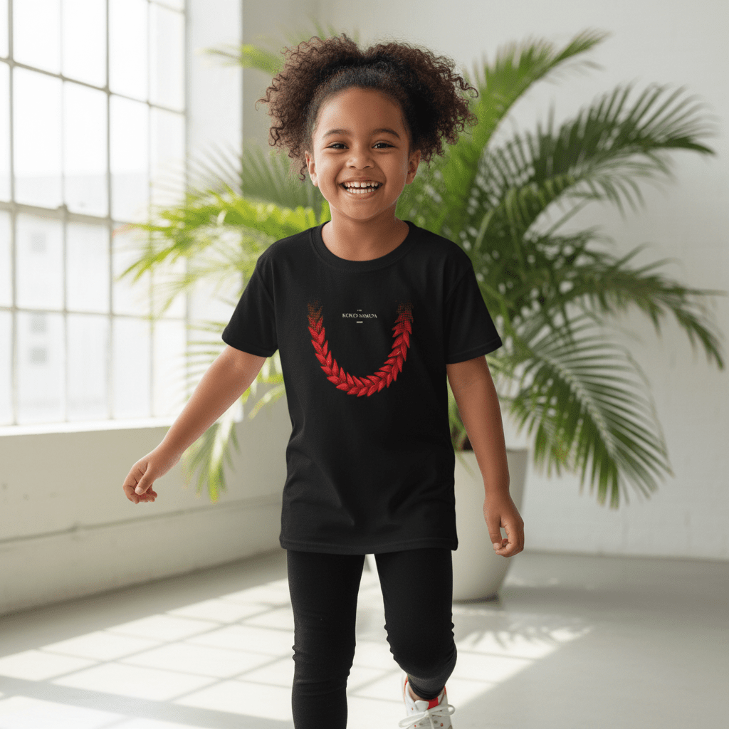 Kids unisex T-shirt by The Print Bar featuring Ula Fala design, casual cotton tee for boys and girls in bright colors.