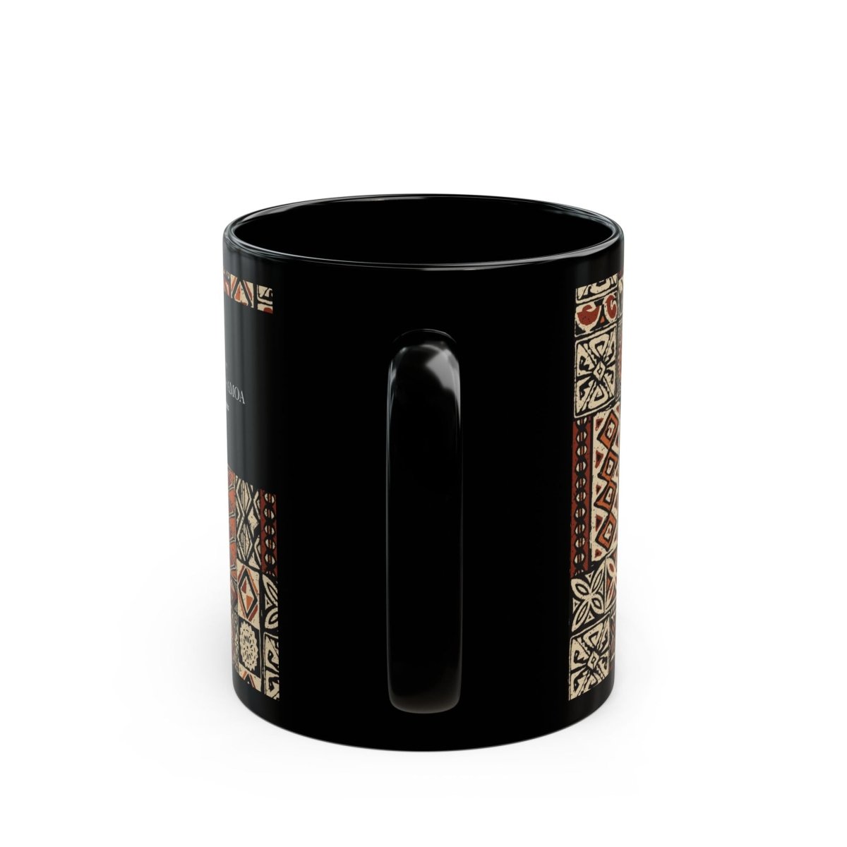 LimaLuxe™ 11oz Elei mug featuring traditional Samoan design in black and white.