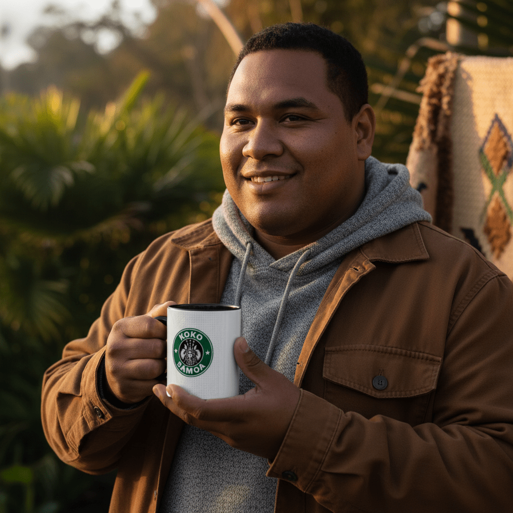 LimaLuxe™ 11oz Koko Samoa mug, featuring vibrant Samoa-themed artwork on a ceramic mug.
