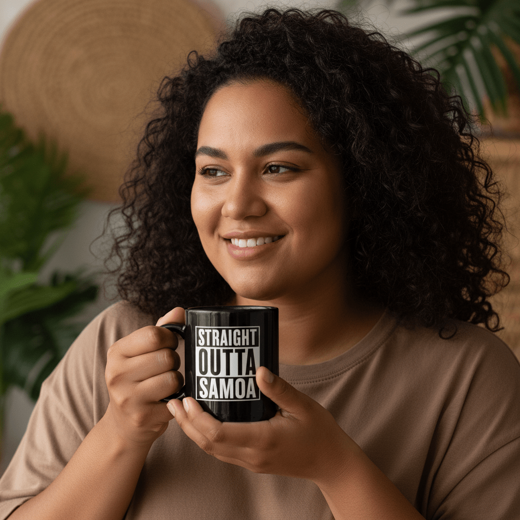 Prima Printing LimaLuxe™ 325ml Samoa mug featuring straight outta Samoa design, ideal for hot beverages and everyday use.