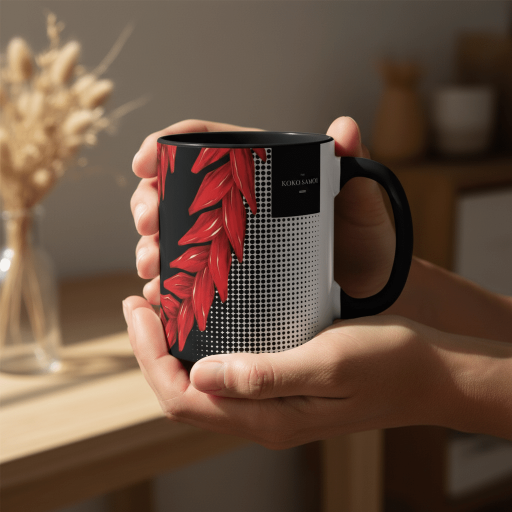 LimaLuxe™ 325ml Ula Fala mug by Prima Printing featuring tropical design and vibrant colors, ideal for hot beverages.