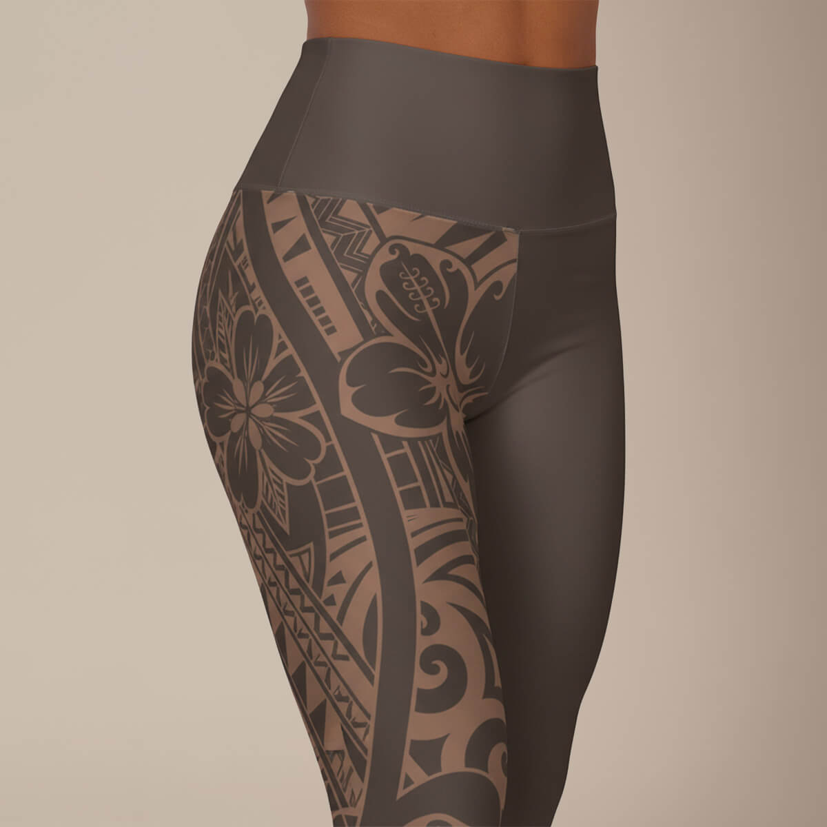 Miami Sublimation IslandRise high-waisted leggings in Bloom Mocha Mousse color, fitted style, shown on a model.