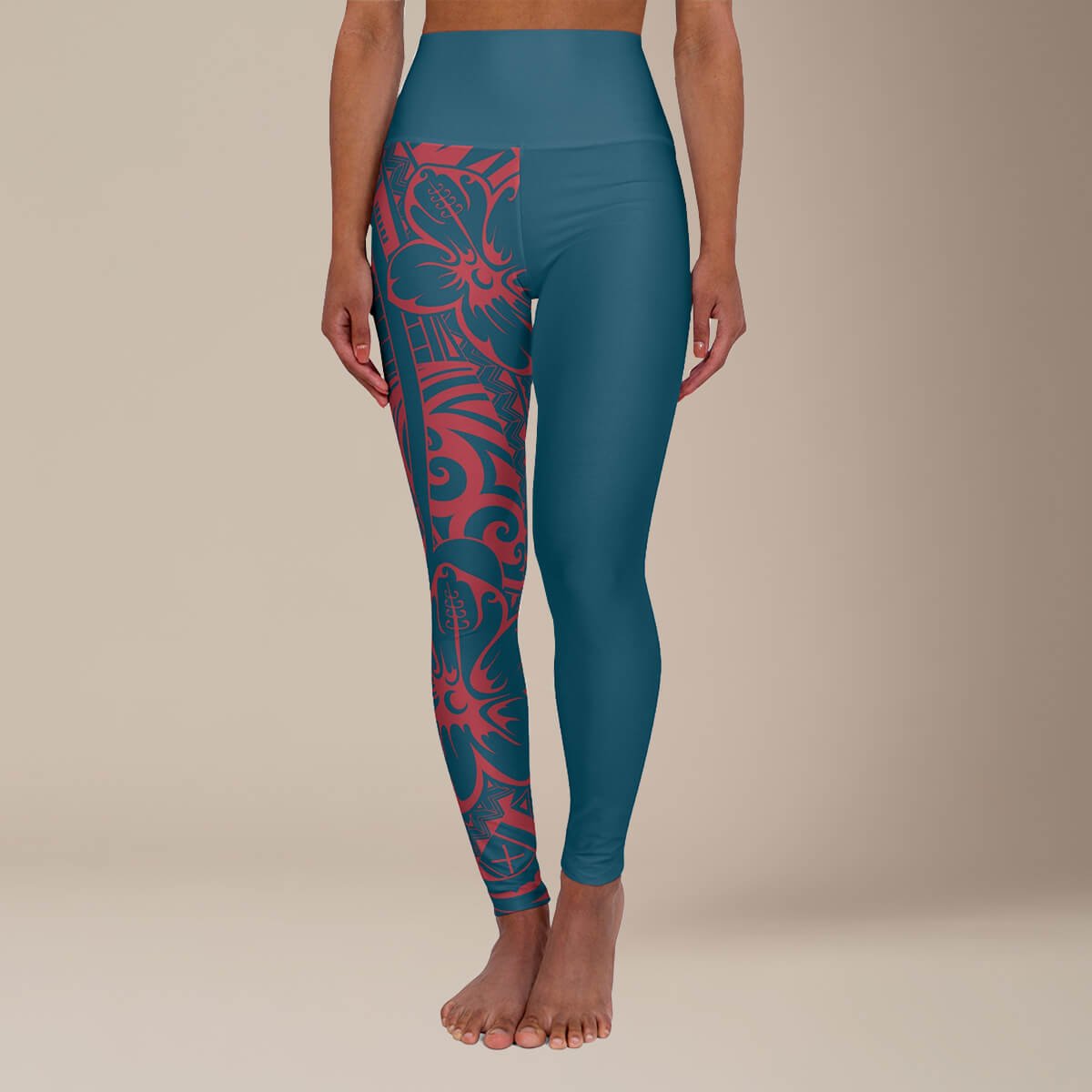Miami Sublimation IslandRise high-waisted leggings in Bloom Winterberry Blue, showing the vibrant, fitted leggings design.