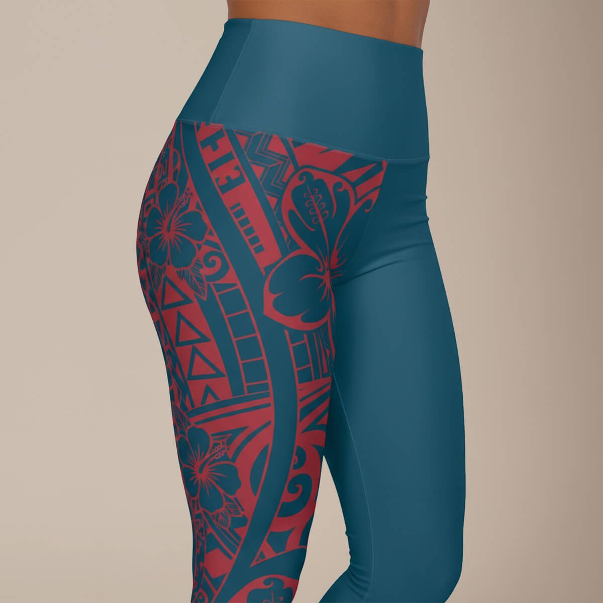 Miami Sublimation IslandRise high-waisted leggings in Bloom Winterberry Blue, featuring a vibrant winterberry print on soft fabric.
