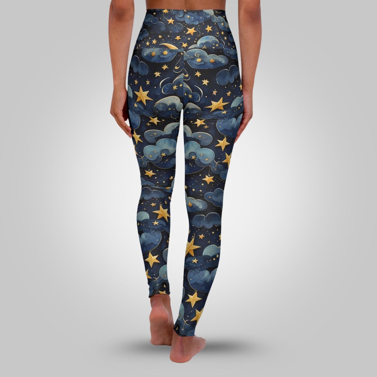 Miami Sublimation IslandRise high-waisted leggings in celestial print, showcasing vibrant design and comfortable fit.
