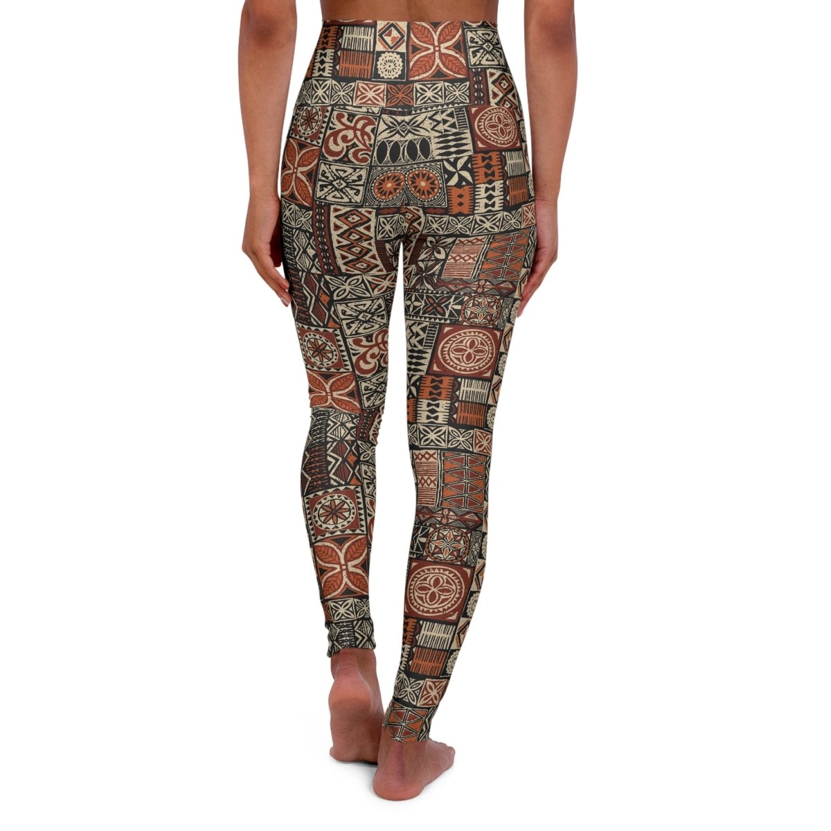 High-waisted leggings by Miami Sublimation in Elei print, displayed in XS size with vibrant island-inspired design.
