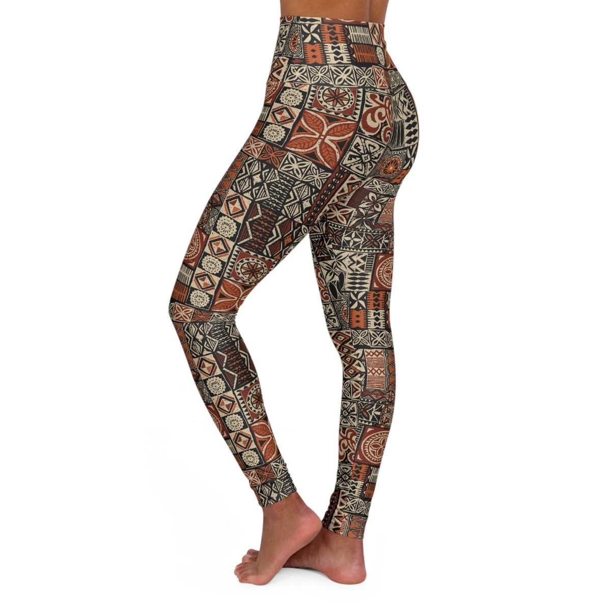 Miami Sublimation IslandRise high-waisted leggings in Elei design, showcasing a vibrant, fitted athletic style.