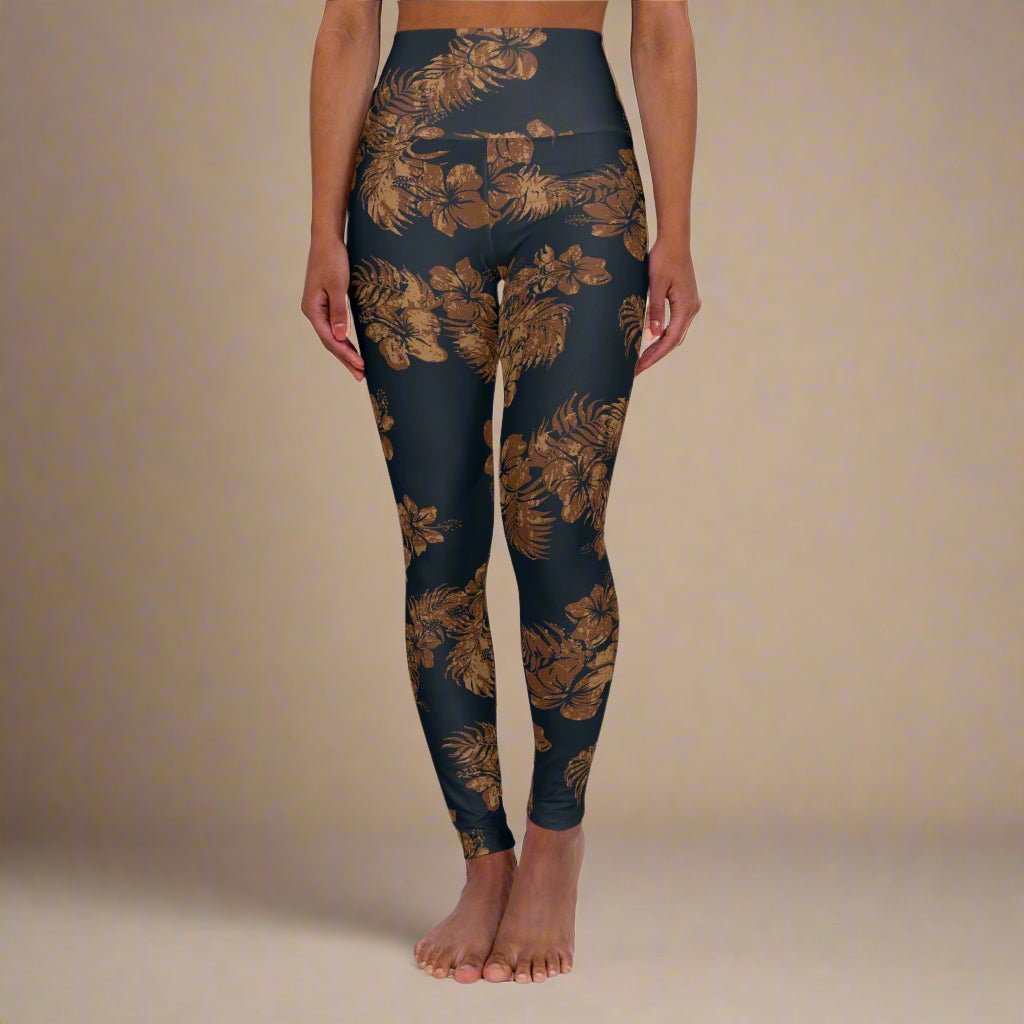 Miami Sublimation IslandRise high-waisted leggings in Fagaloa Twilight with vibrant sunset-inspired design, shown on a model.