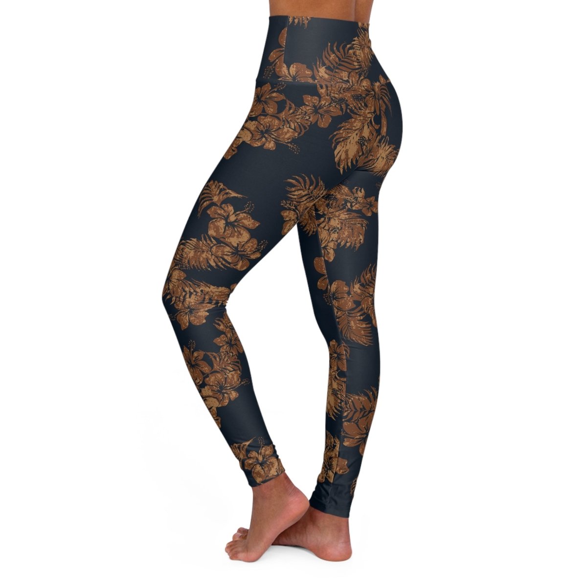 Miami Sublimation IslandRise high-waisted leggings in Fagaloa Twilight with vibrant tropical print, shown in size XS.