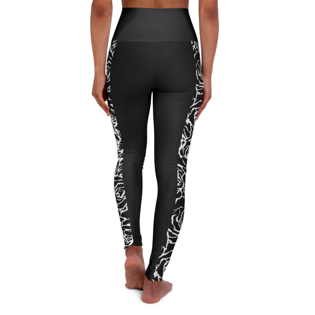 Miami Sublimation IslandRise high-waisted leggings in Faleasiu Nights with tropical print, shown on a model.
