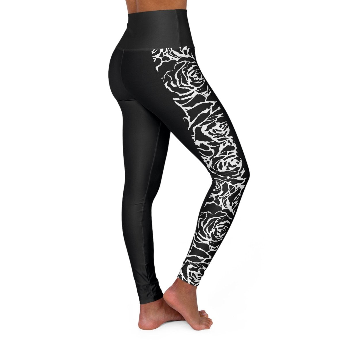 Miami Sublimation IslandRise high-waisted leggings in Faleasiu Nights with a vibrant print, shown on a small-sized model.