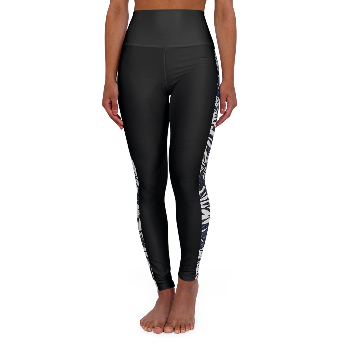 Miami Sublimation IslandRise high-waisted leggings in Falefa Breeze design, shown in XS size with vibrant tropical pattern.