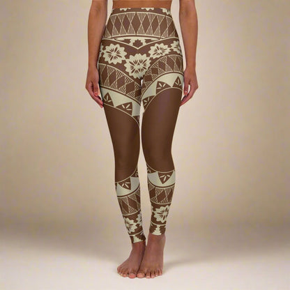 PasifikaOne High Waisted Leggings - Fiji Brown - USA - The Koko Samoa