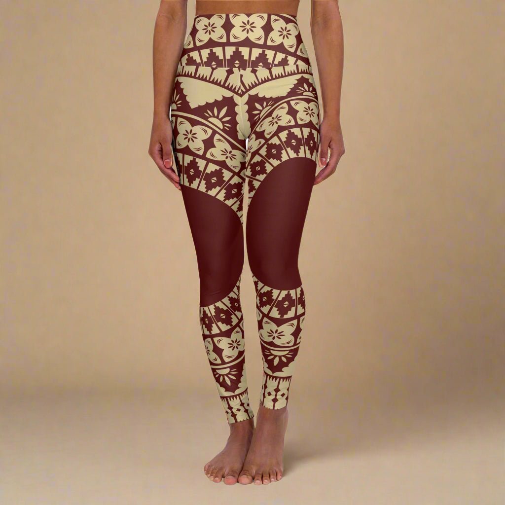 Miami Sublimation IslandRise high-waisted leggings in Fiji Red, shown on XS size, with vibrant color and comfortable fit.