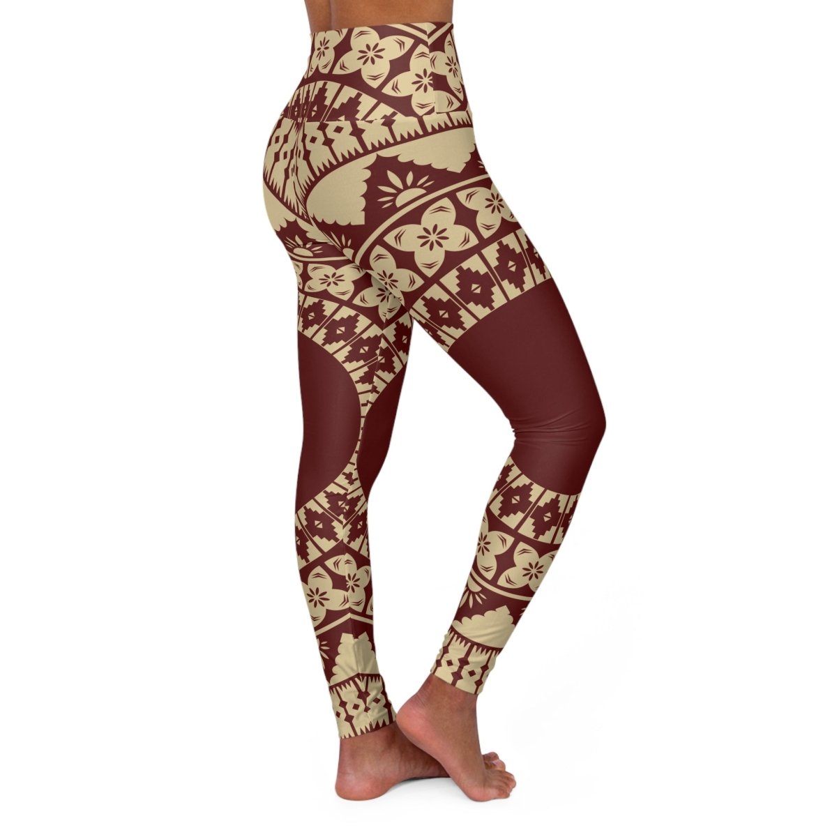 Miami Sublimation IslandRise high-waisted leggings in Fiji Red, showing close-up of vibrant color and comfortable fit.