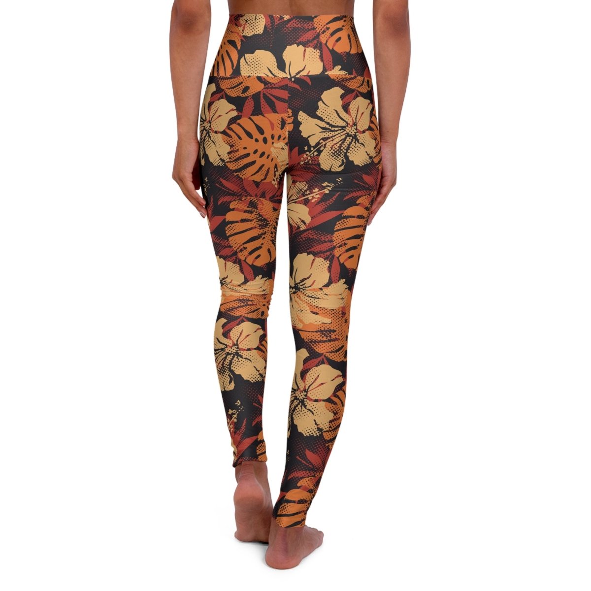 Miami Sublimation IslandRise high-waisted leggings in Lalomanu Ember color, shown in size XS with a vibrant, patterned design.