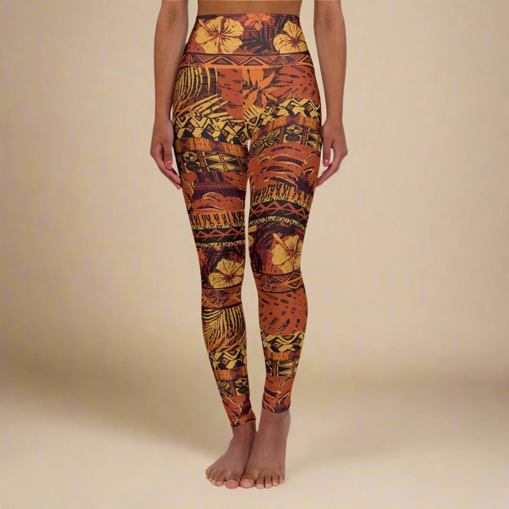 Miami Sublimation IslandRise high-waisted leggings in Poutasi Promise print, featuring a vibrant, tropical-inspired design.