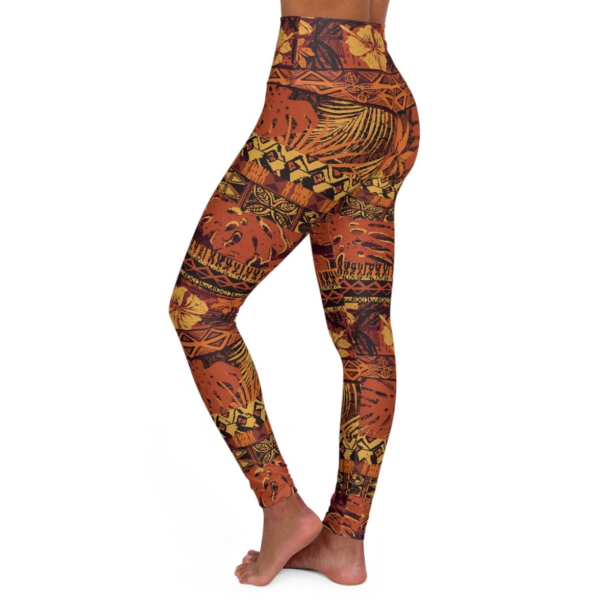 Miami Sublimation IslandRise high-waisted leggings in Poutasi Promise featuring tropical print, shown in XS size.