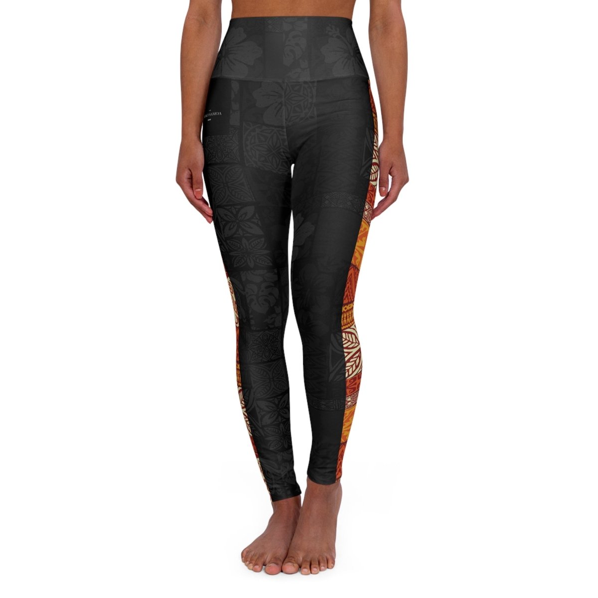 Miami Sublimation IslandRise high-waisted leggings in Sataoa Sunrise design, featuring vibrant sunset and island pattern.