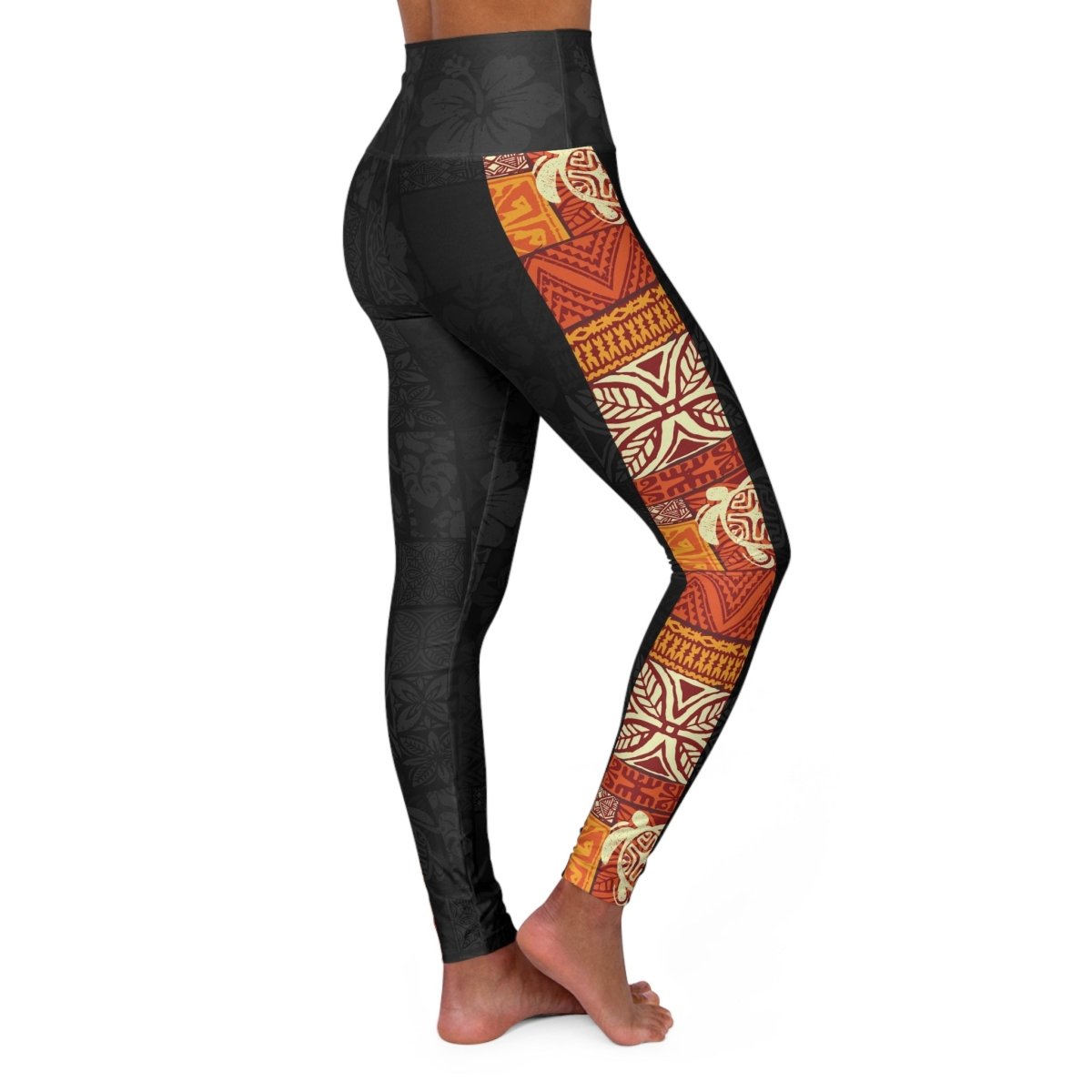 Miami Sublimation IslandRise high-waisted leggings in Sataoa Sunrise design, featuring vibrant tropical-inspired patterns.