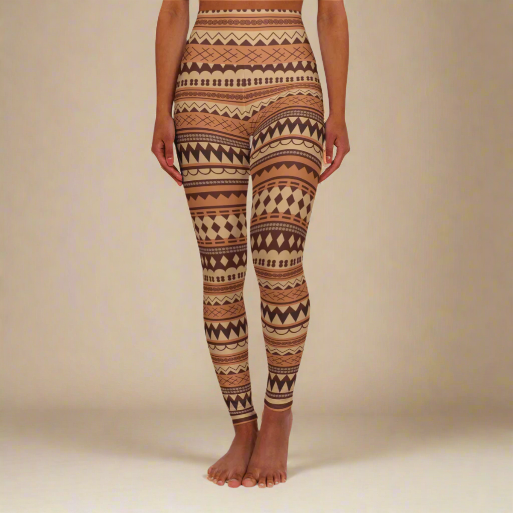 Miami Sublimation IslandRise high-waisted leggings with Siapo-inspired pattern, featuring tropical print and comfortable fit.