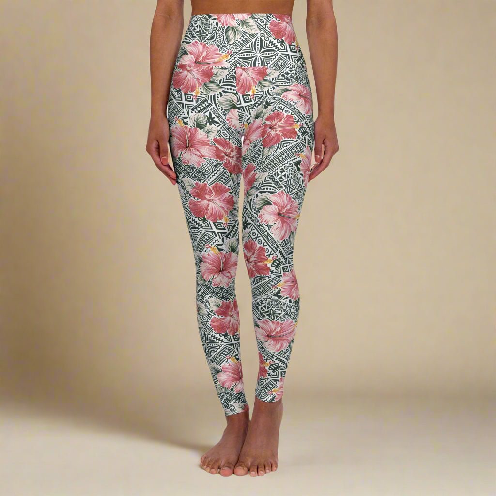 Miami Sublimation IslandRise high-waisted leggings with Solosolo Blooms pattern, showcasing vibrant floral design and comfortable fit.
