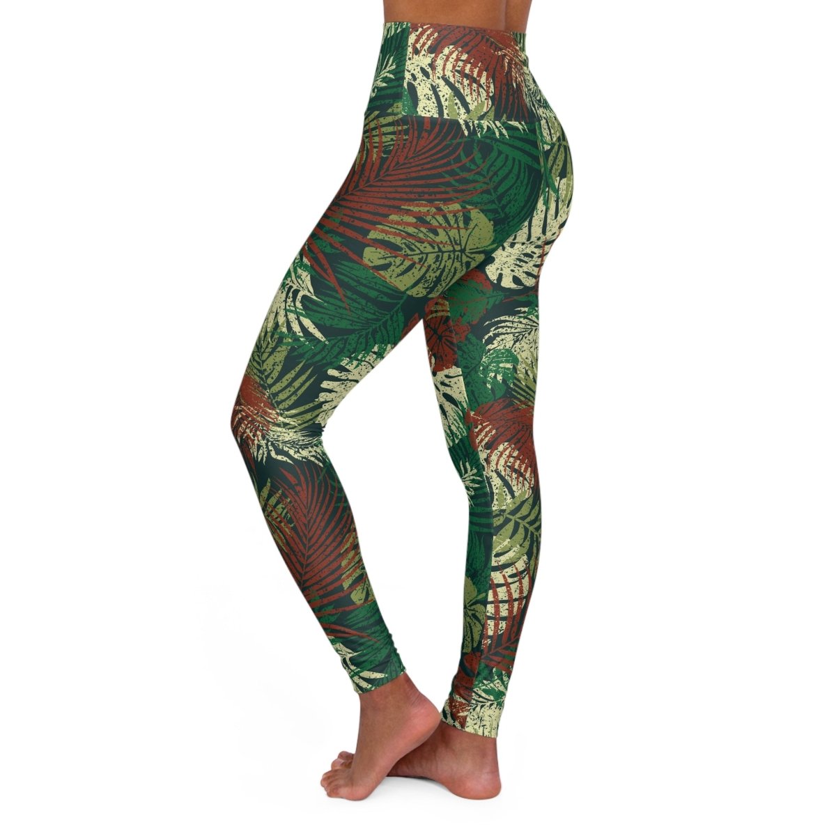 Miami Sublimation IslandRise high-waisted leggings in Tafatafa Greens, featuring a vibrant green tropical print.