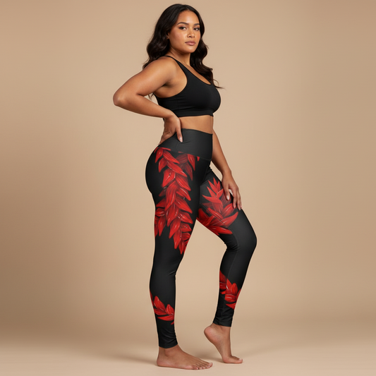 High-waisted leggings by Miami Sublimation featuring a colorful Ula Fala design, perfect for activewear and casual outfits.