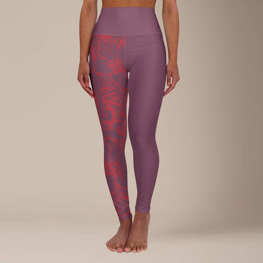 IslandRise High - Waisted Leggings - Winterberry Red - USA - The Koko Samoa