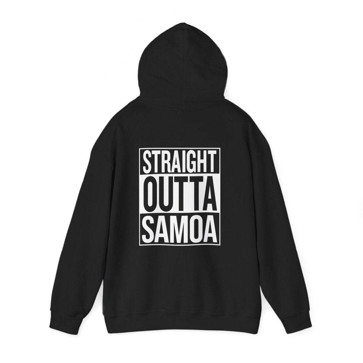 Dark heather IslandHeavy™ hoodie by Monster Digital in plus 2XL to 5XL, featuring a "Straight Outta USA" design on front.
