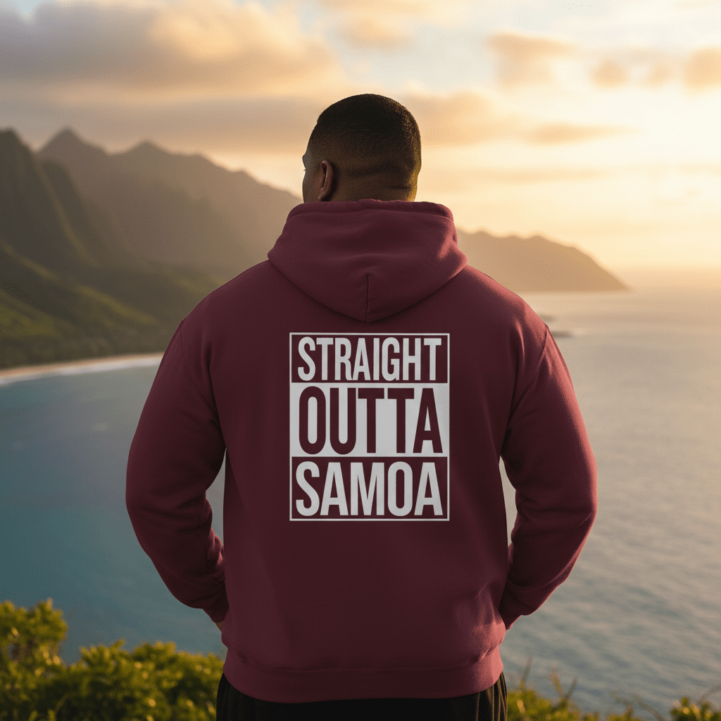 Dark heather IslandHeavy™ hoodie by Monster Digital in plus 2XL to 5XL, featuring a Straight Outta USA design.