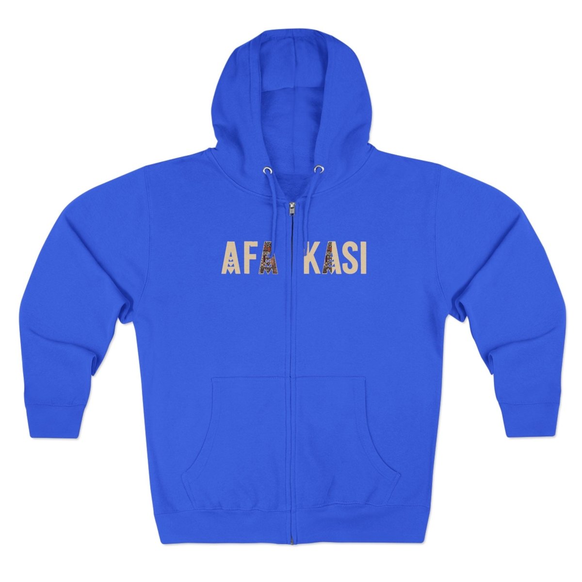 Black unisex zip hoodie by Monster Digital from the AFAKASI collection, featuring a comfortable fit and casual style.