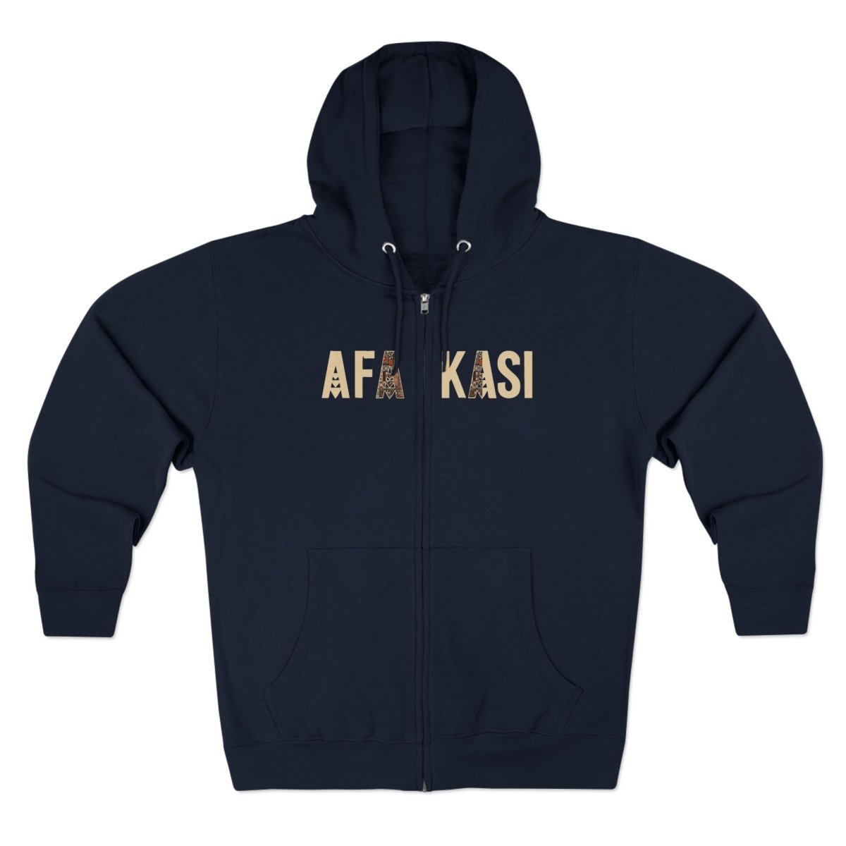 Black unisex zip hoodie by Monster Digital, AFAKASI brand, featuring a comfortable hoodie design with front zipper and casual style.