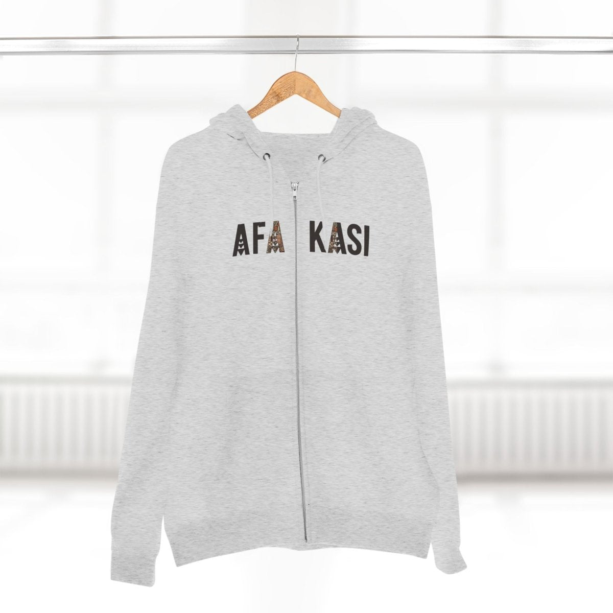 Black unisex zip hoodie by Monster Digital featuring the AFAKASI design, perfect for casual wear in AU, NZ, and US.