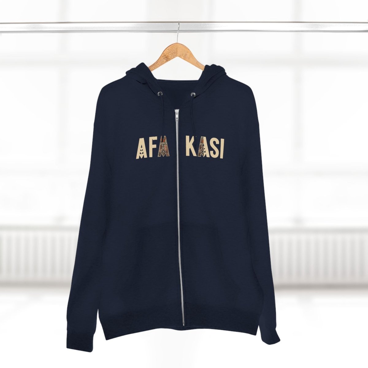 Black unisex zip hoodie by Monster Digital featuring the AFAKASI design, perfect for casual wear in AU, NZ, and USA.