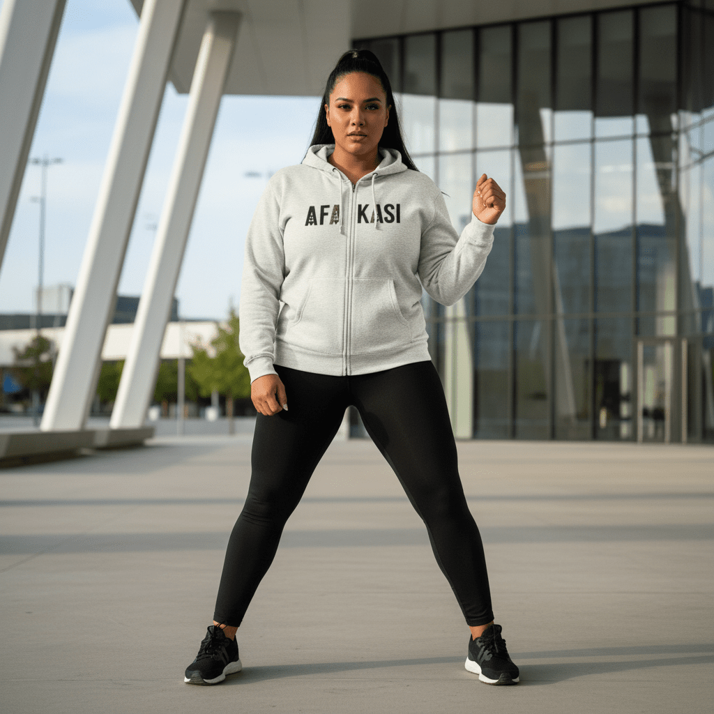 Black unisex zip hoodie by Monster Digital, AFAKASI brand, featuring a front zipper and casual fit, suitable for AU, NZ, and USA markets.