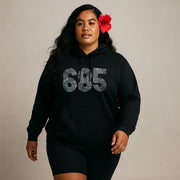 White IslandHeavy™ hoodie in plus sizes 2XL to 5XL, featuring a graphic design on the front.