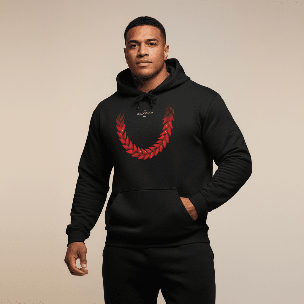 White IslandHeavy™ hoodie by Monster Digital in plus 2XL to 5XL, featuring bold Ula Fala design, front view with hood and logo.