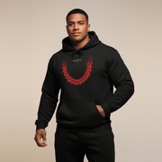 White IslandHeavy™ hoodie in plus sizes 2XL-5XL featuring Ula Fala print, displayed on a flat surface.