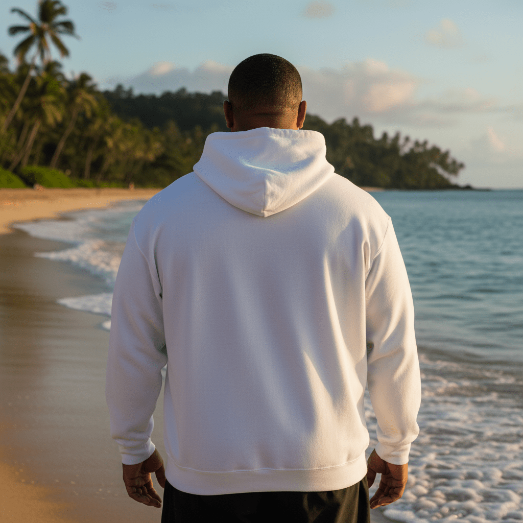 White IslandHeavy™ hoodie by Monster Digital in plus 2XL to 5XL, featuring a comfortable fit and casual style.