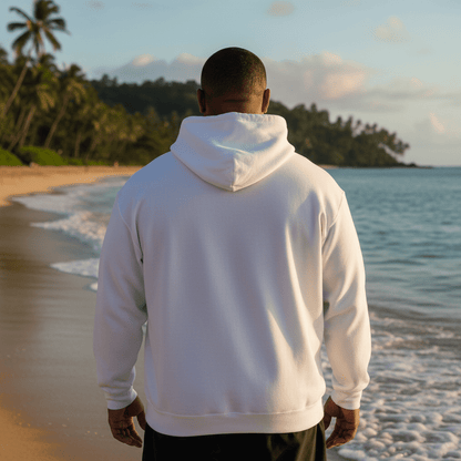 White IslandHeavy™ hoodie by Monster Digital in plus 2XL to 5XL, featuring a comfortable fit and casual style.