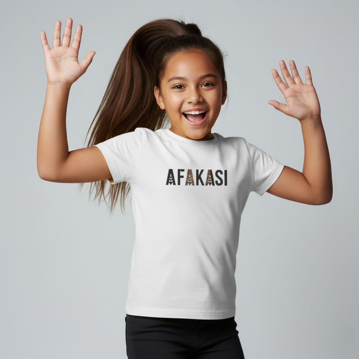 Kids unisex navy T-shirt featuring monster digital print, from The Print Bar's Afakasi kids tees collection.