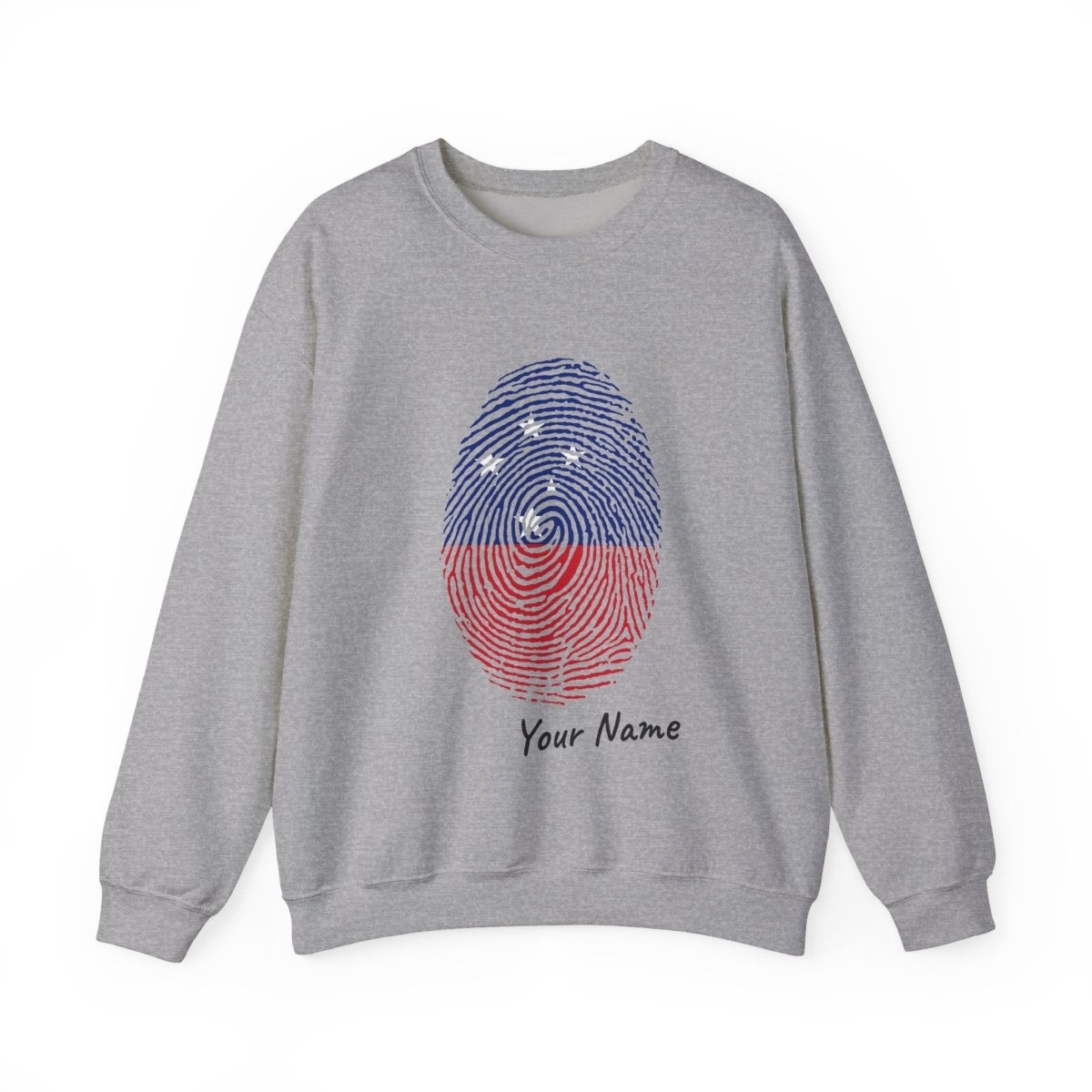 Unisex heavy sweatshirt featuring personalized "My Identity" design, with monster graphic on ash-colored fabric.