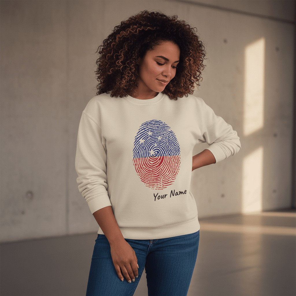 Unisex heavy sweatshirt featuring a custom "My Identity" design in ash color, suitable for personalized USA wear.